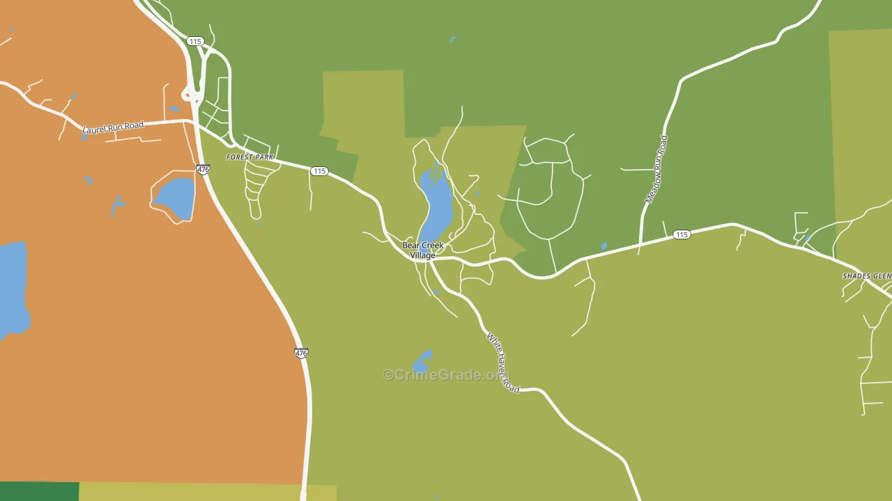 Bear Creek Village, PA Map of Theft Rates