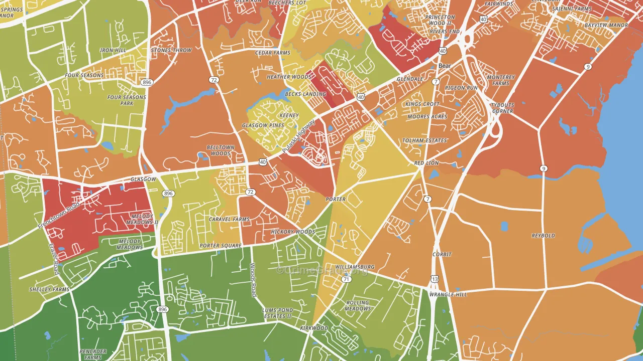 Bear, DE Map of Theft Rates