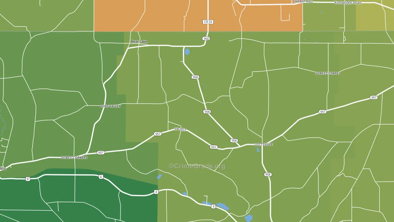 Bear Lake, PA Map of Theft Rates