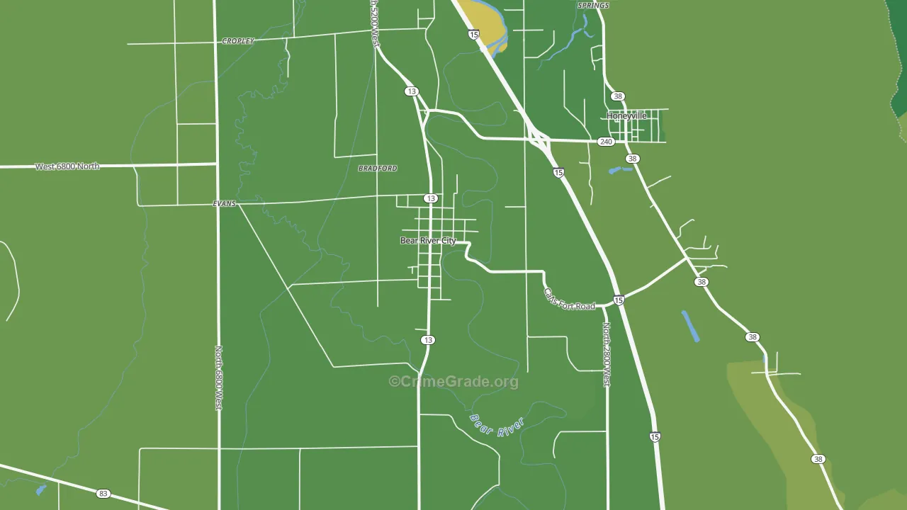 Bear River City, UT Map of Theft Rates