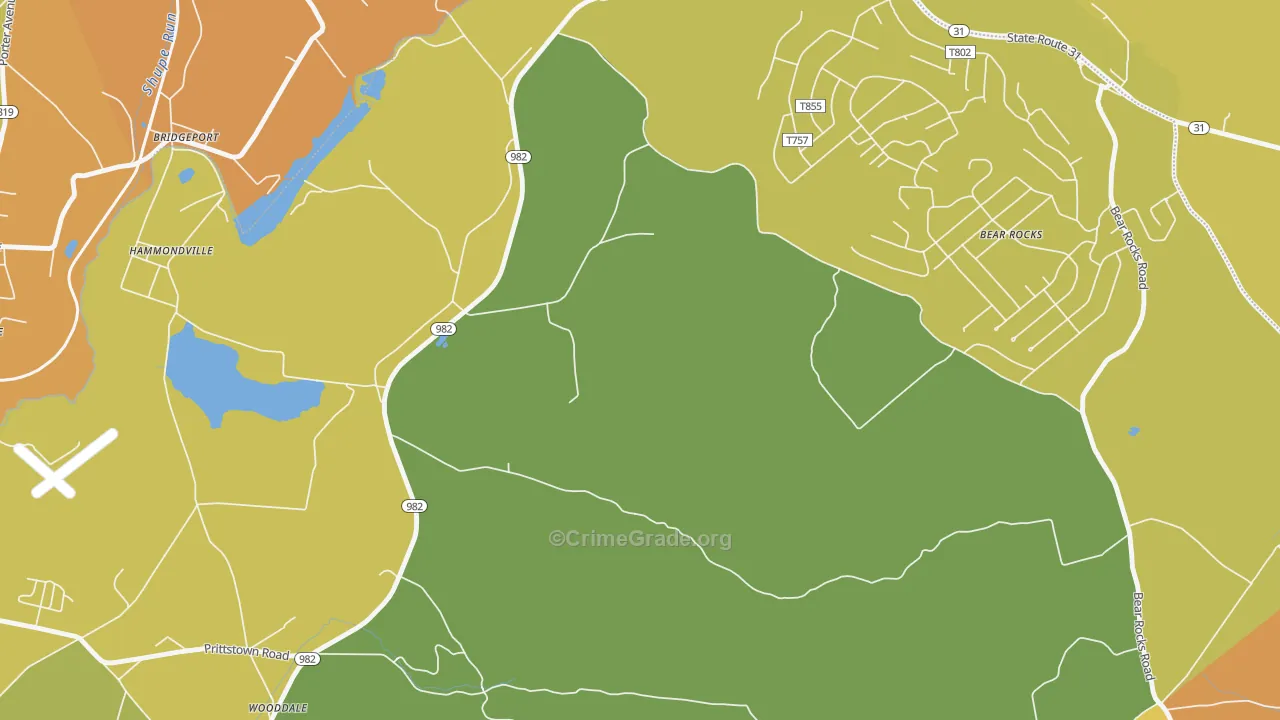 Bear Rocks, PA Map of Theft Rates