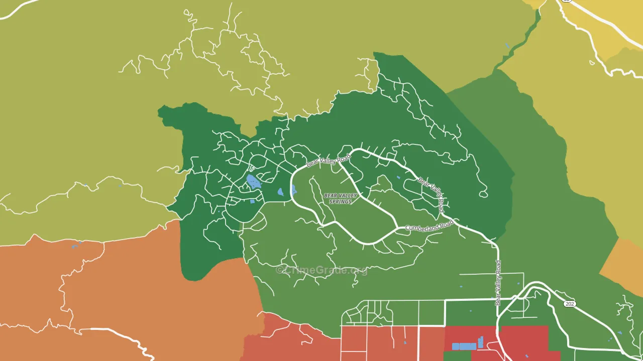 Bear Valley Springs, CA Map of Theft Rates