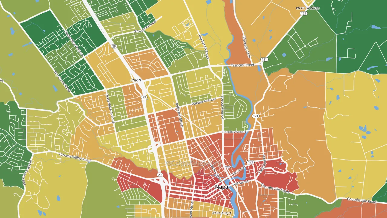 Beard, Napa, CA Map of Theft Rates
