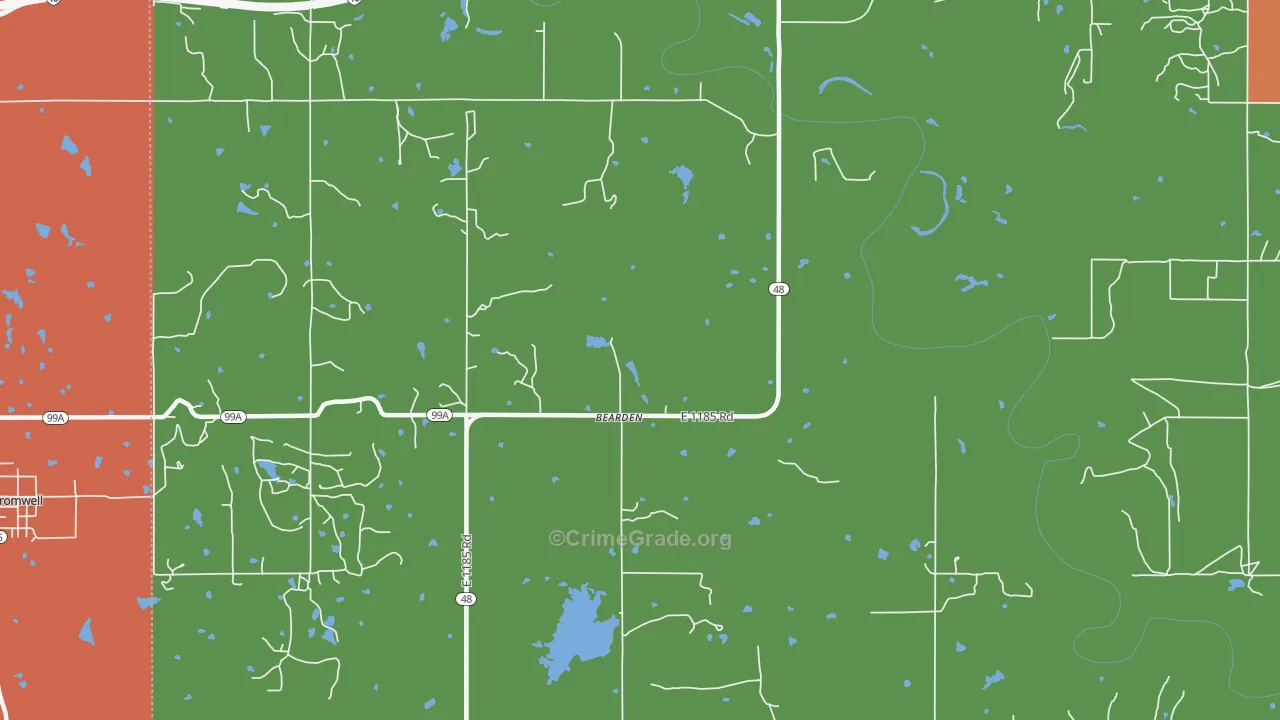 Bearden, OK Map of Theft Rates