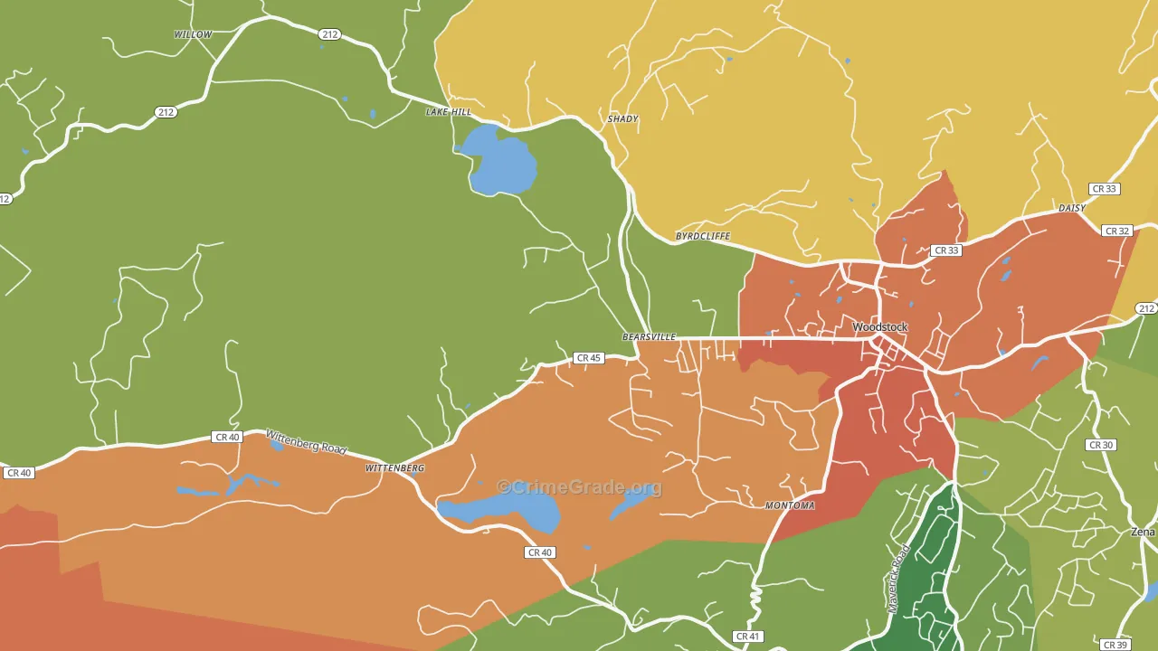Bearsville, NY Map of Theft Rates
