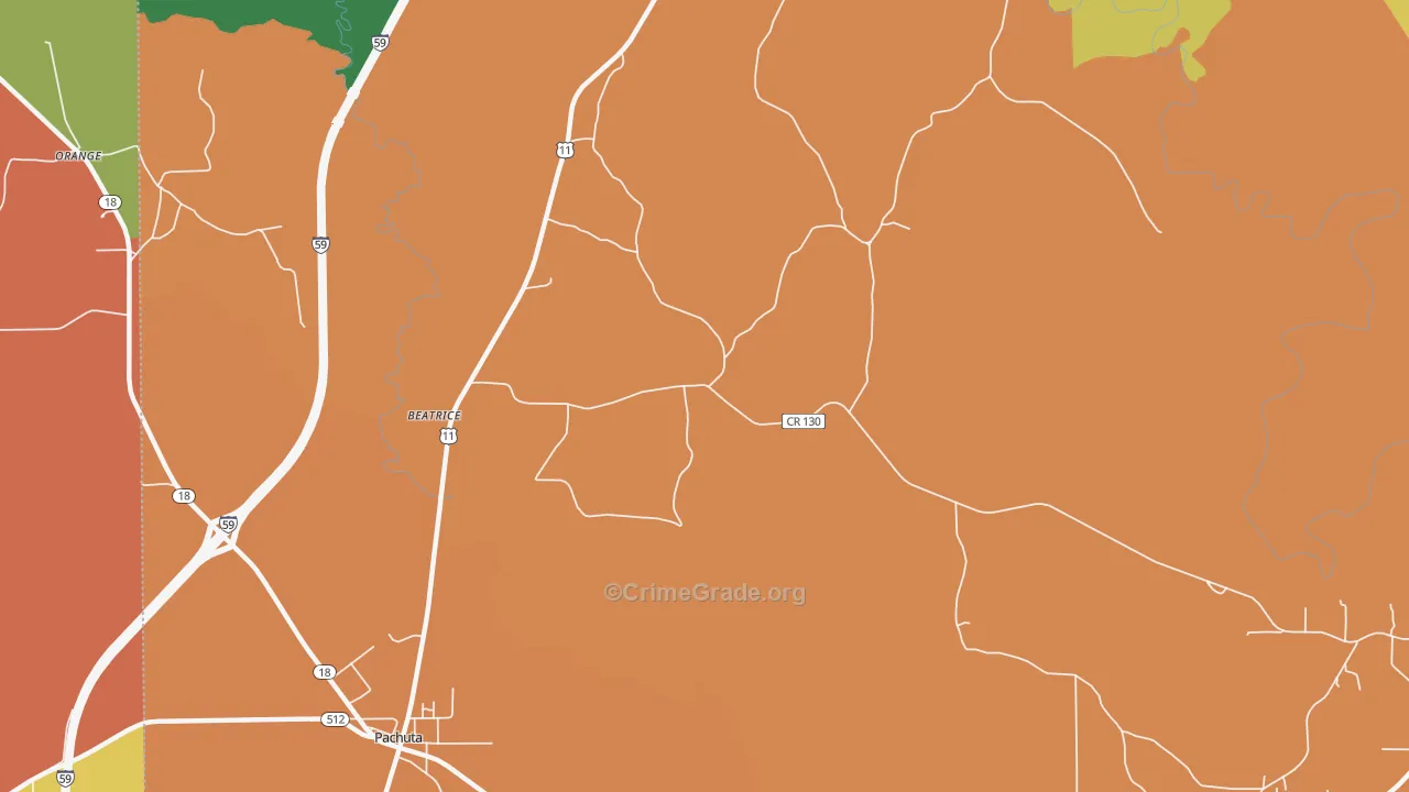 Beatrice, MS Map of Theft Rates