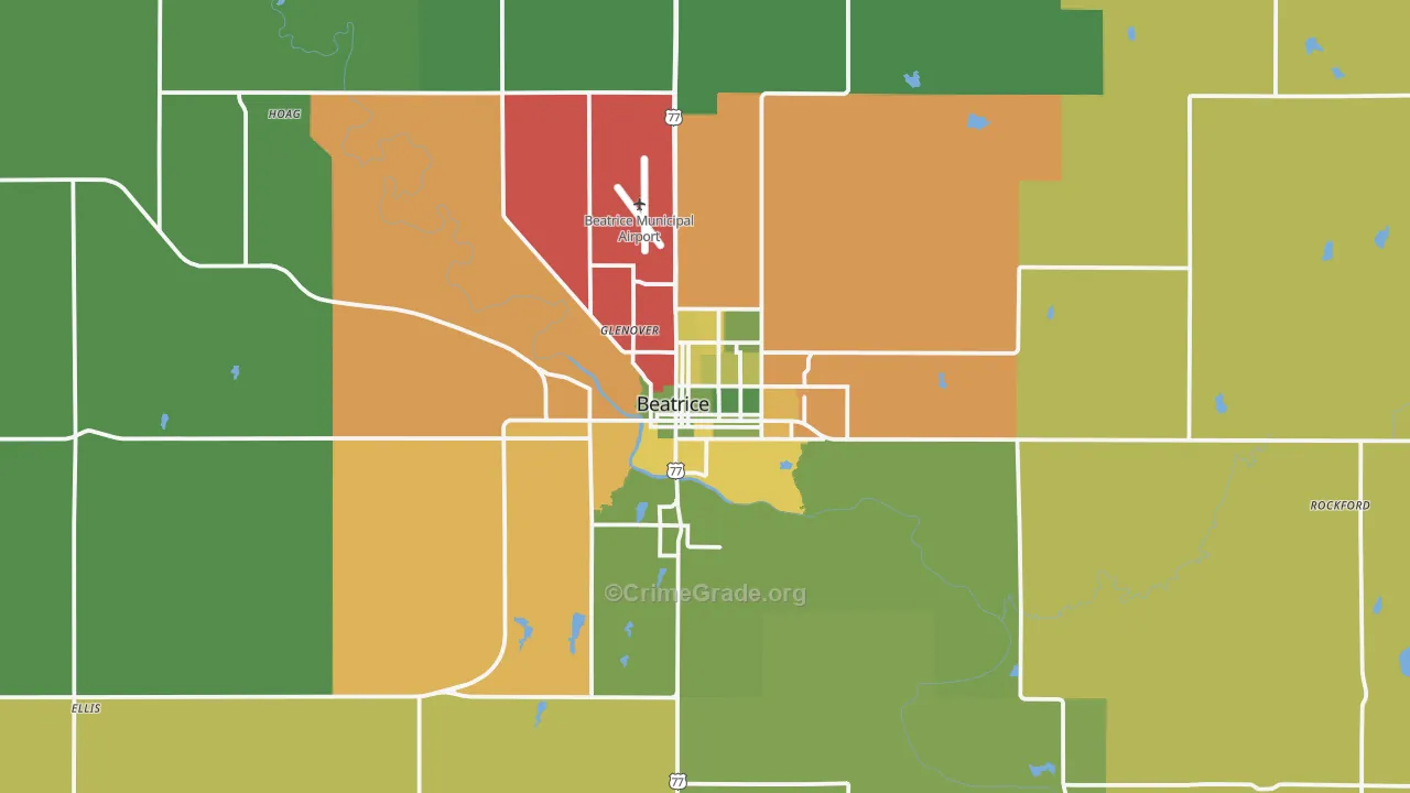 Beatrice, NE Map of Theft Rates