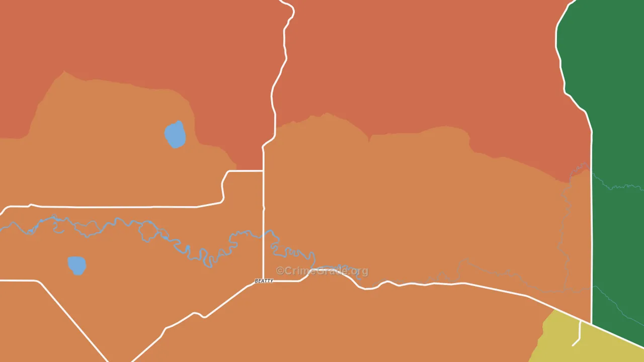 Beatty, OR Map of Theft Rates