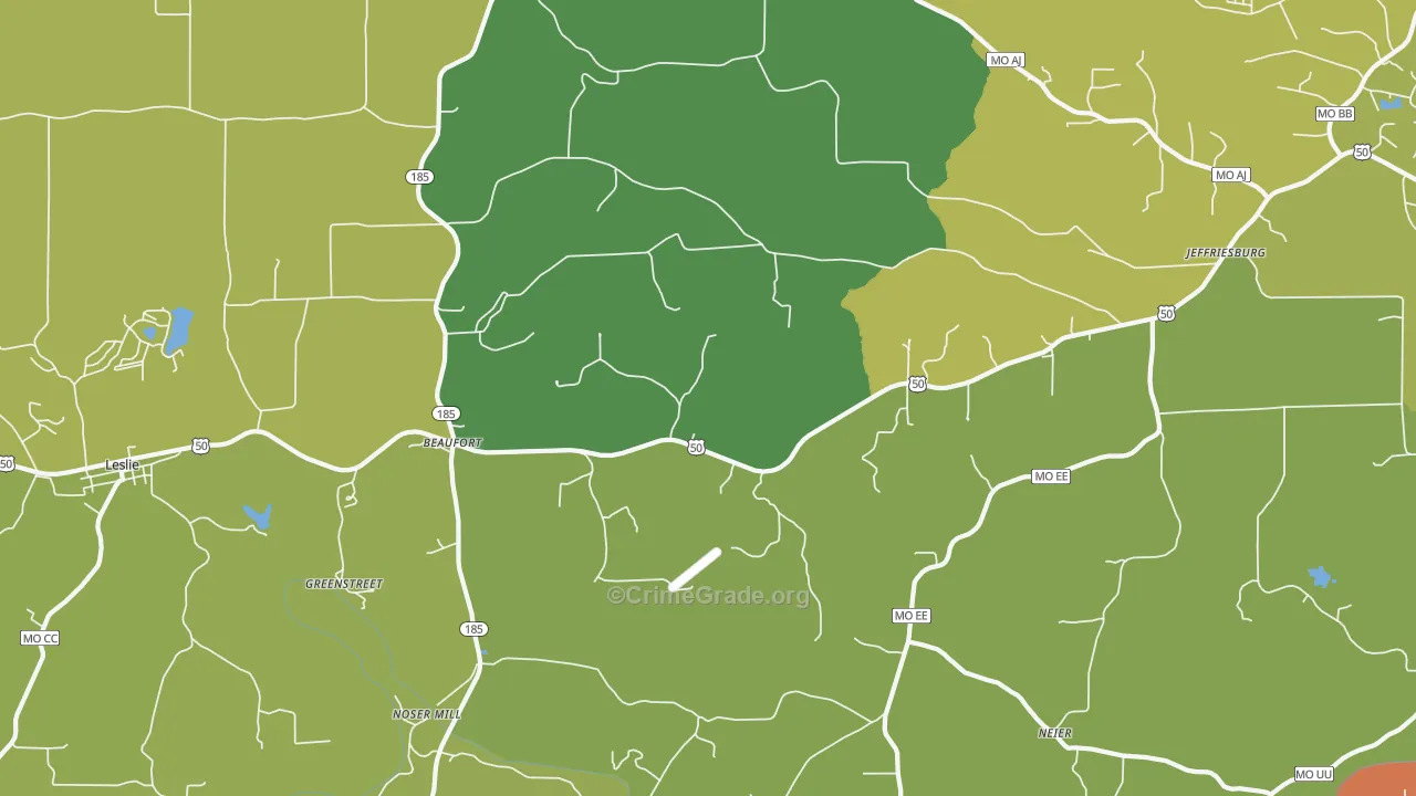 Beaufort, MO Map of Theft Rates