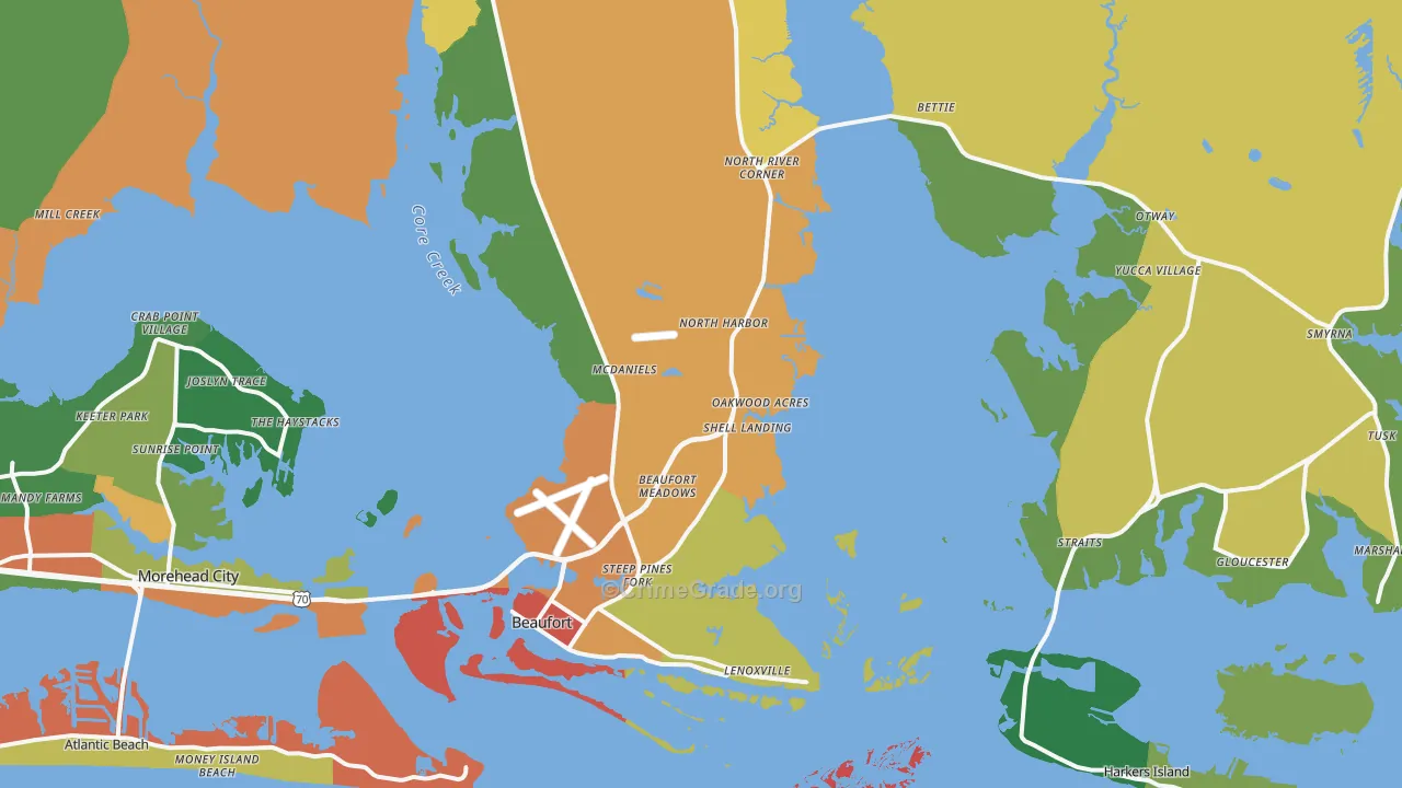 Beaufort, NC Map of Theft Rates