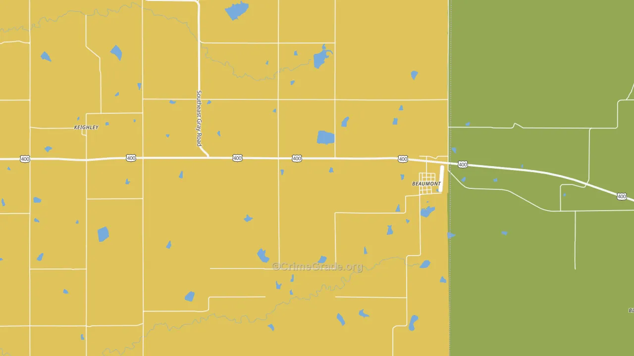 Beaumont, KS Map of Theft Rates