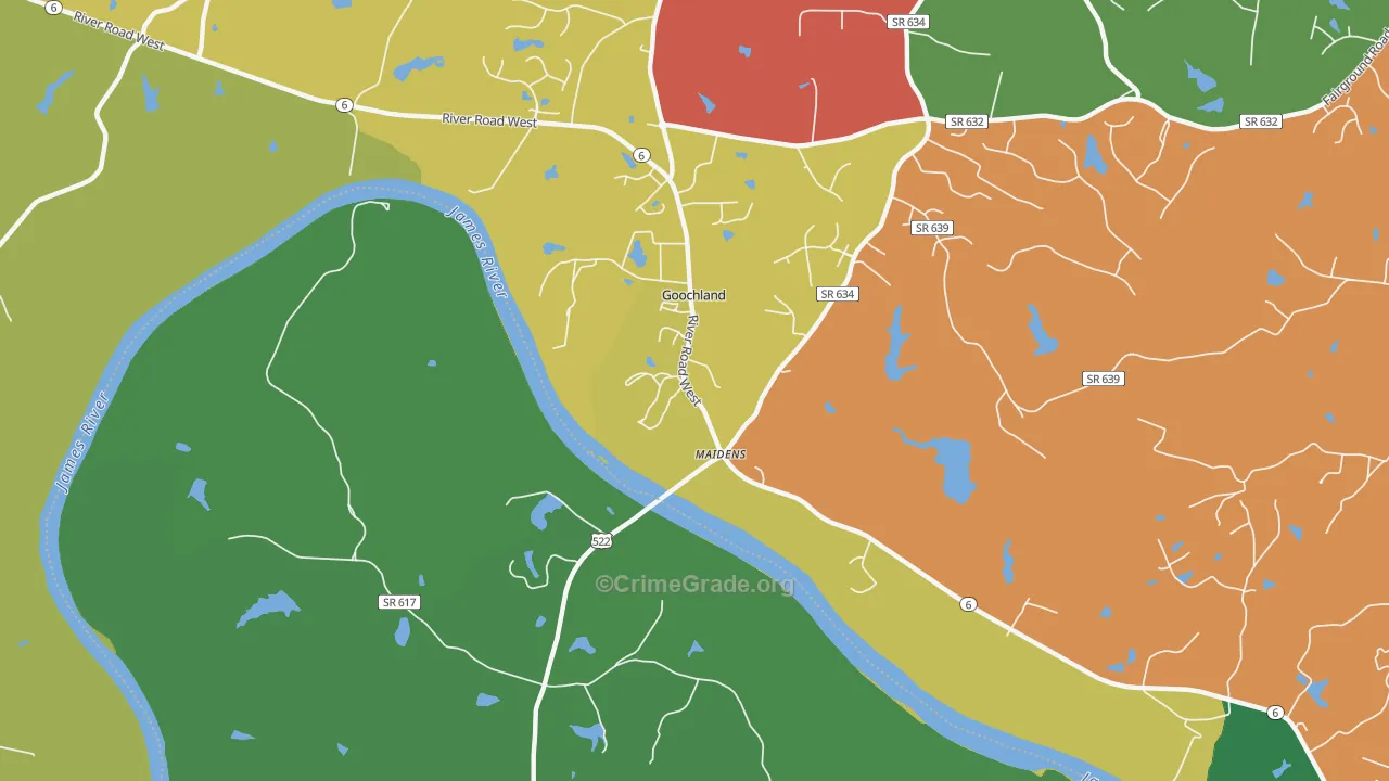 Beaumont, VA Map of Theft Rates