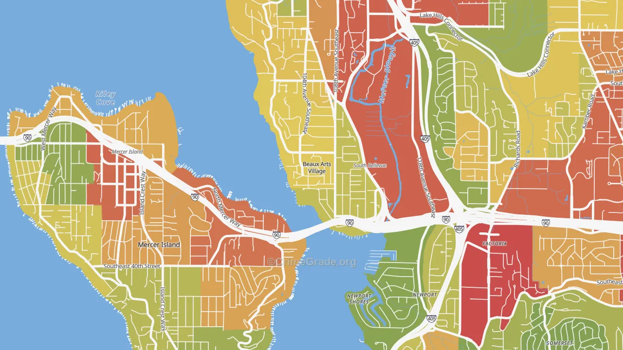 Beaux Arts Village, WA Map of Theft Rates