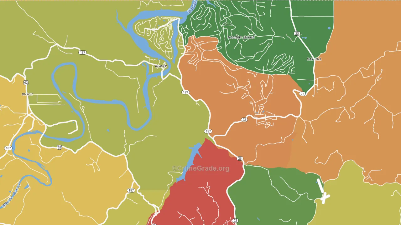 Beaver, AR Map of Theft Rates