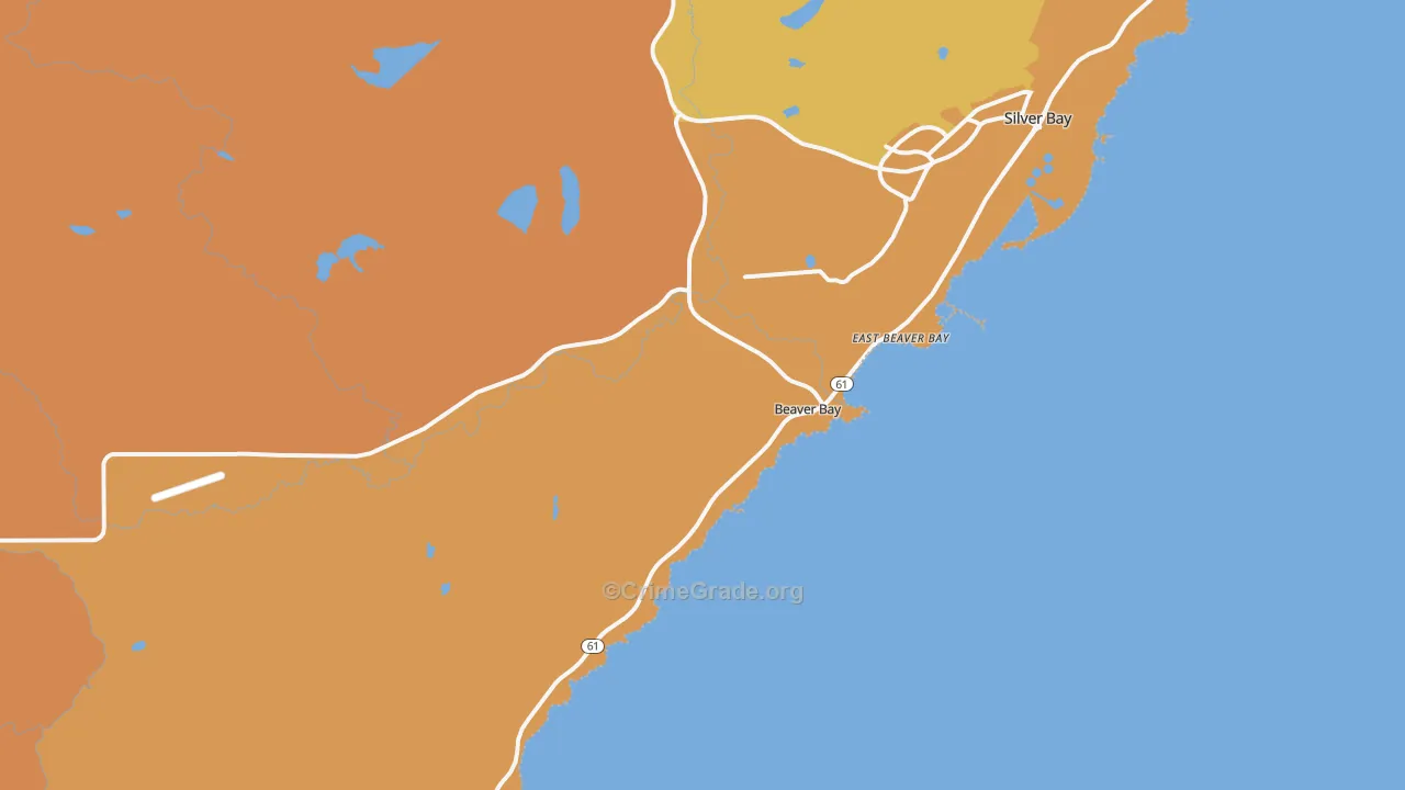 Beaver Bay, MN Map of Theft Rates