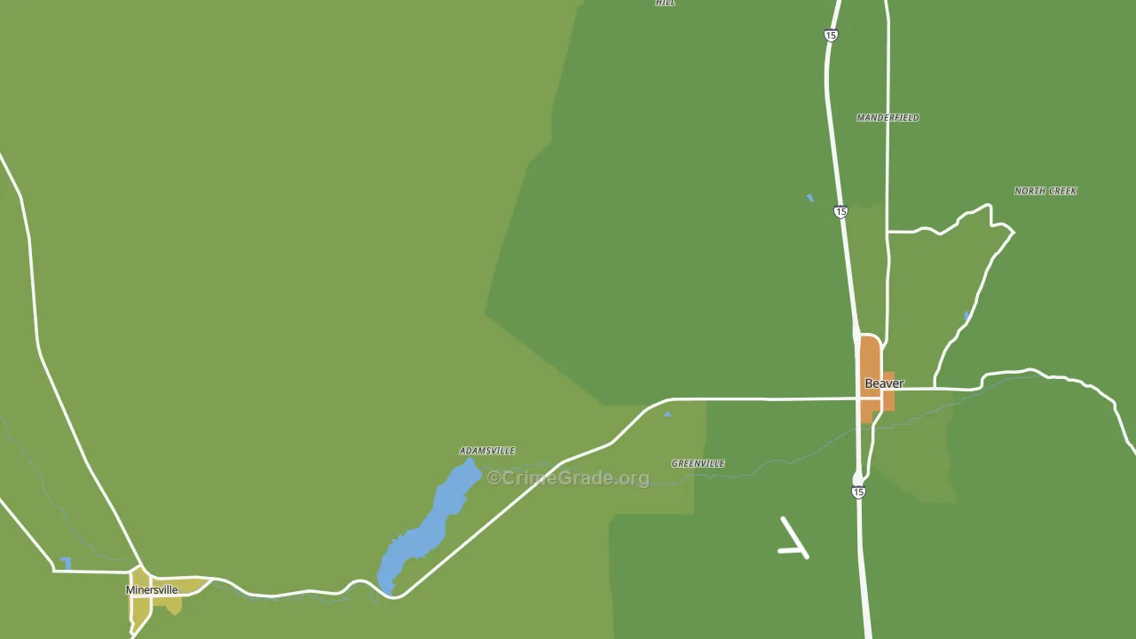Beaver County, UT Map of Theft Rates