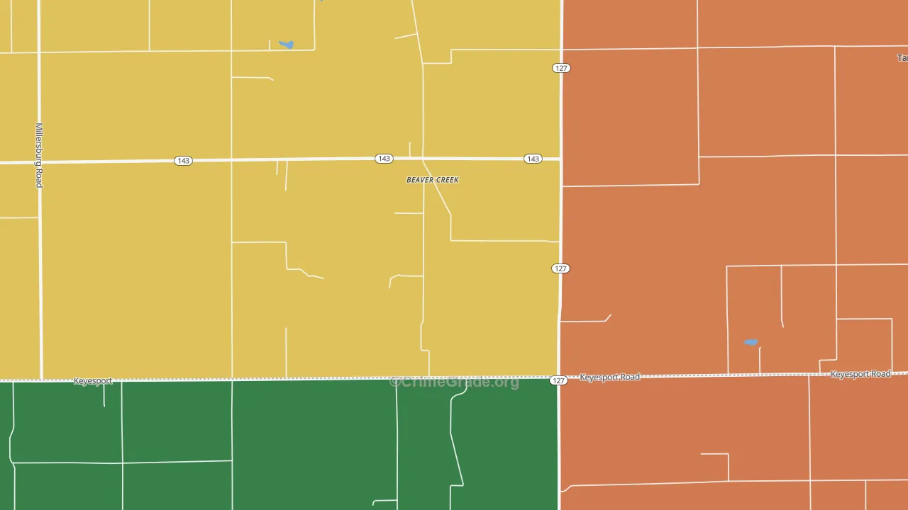 Beaver Creek, IL Map of Theft Rates
