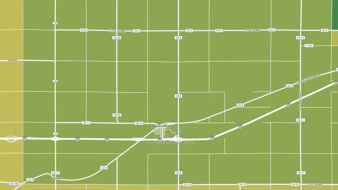 Beaver Creek, MN Map of Theft Rates