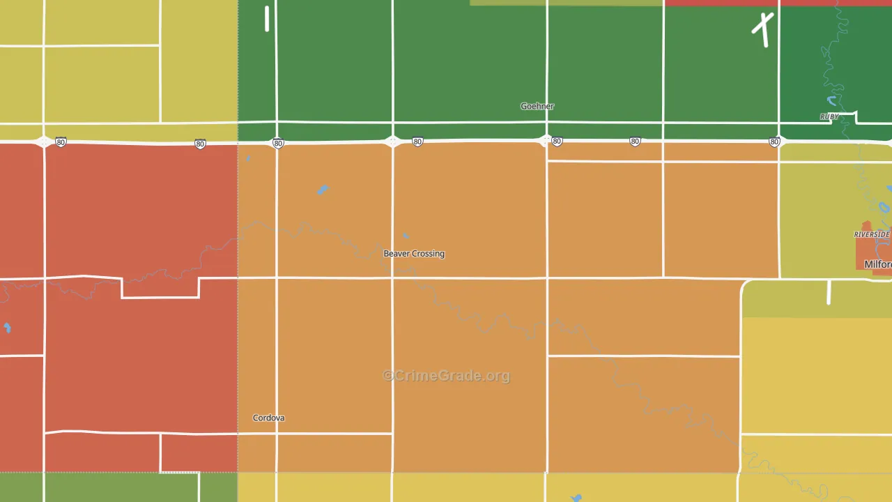 Beaver Crossing, NE Map of Theft Rates