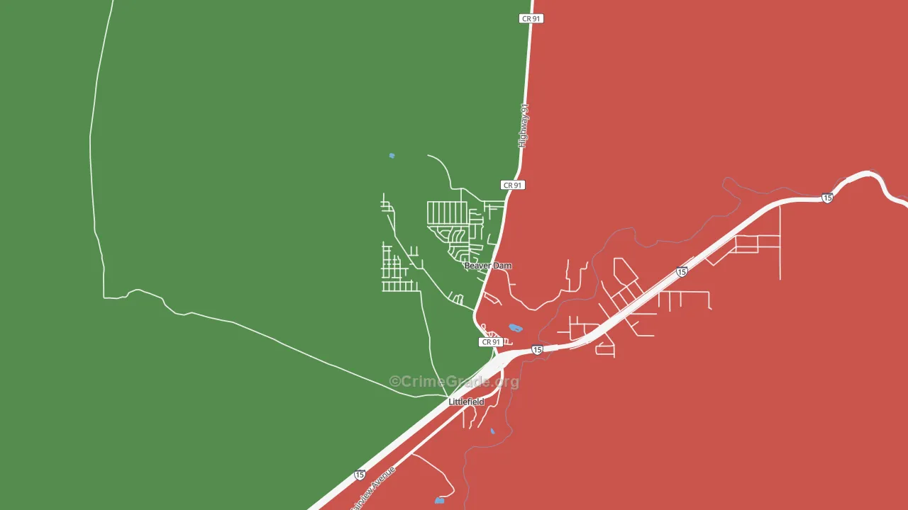 Beaver Dam, AZ Map of Theft Rates