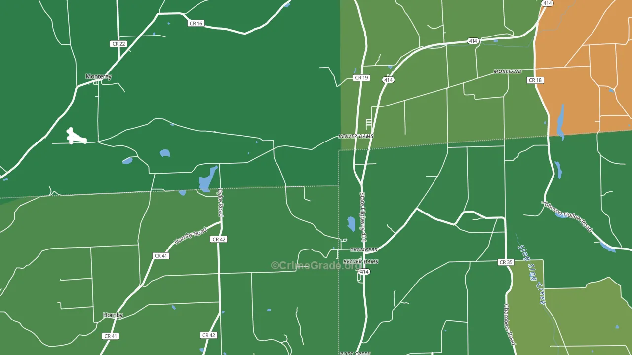 Beaver Dams, NY Map of Theft Rates