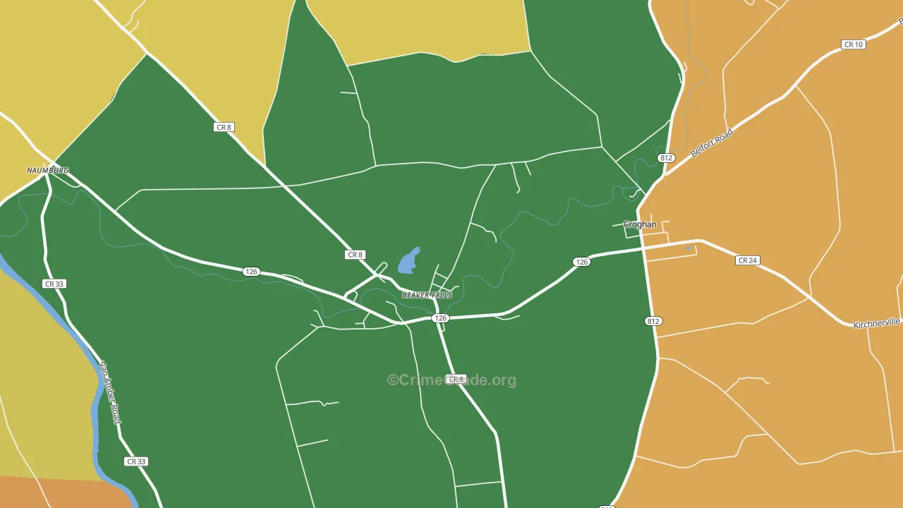 Beaver Falls, NY Map of Theft Rates