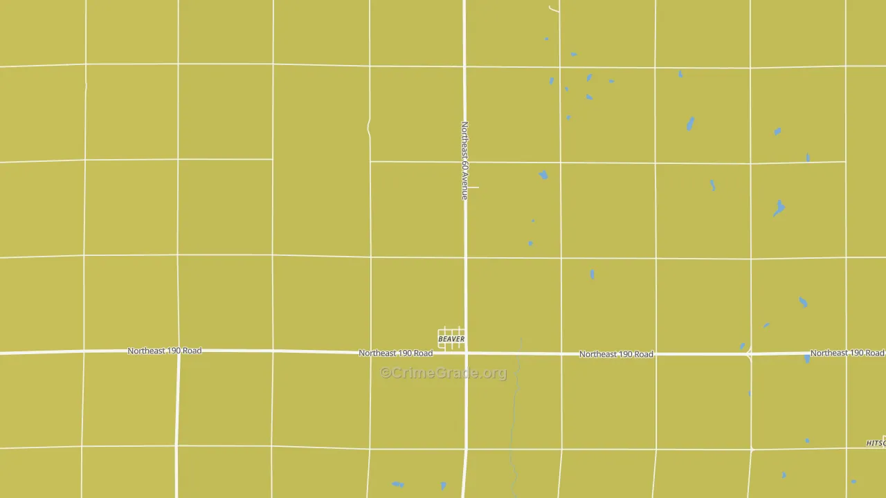 Beaver, KS Map of Theft Rates