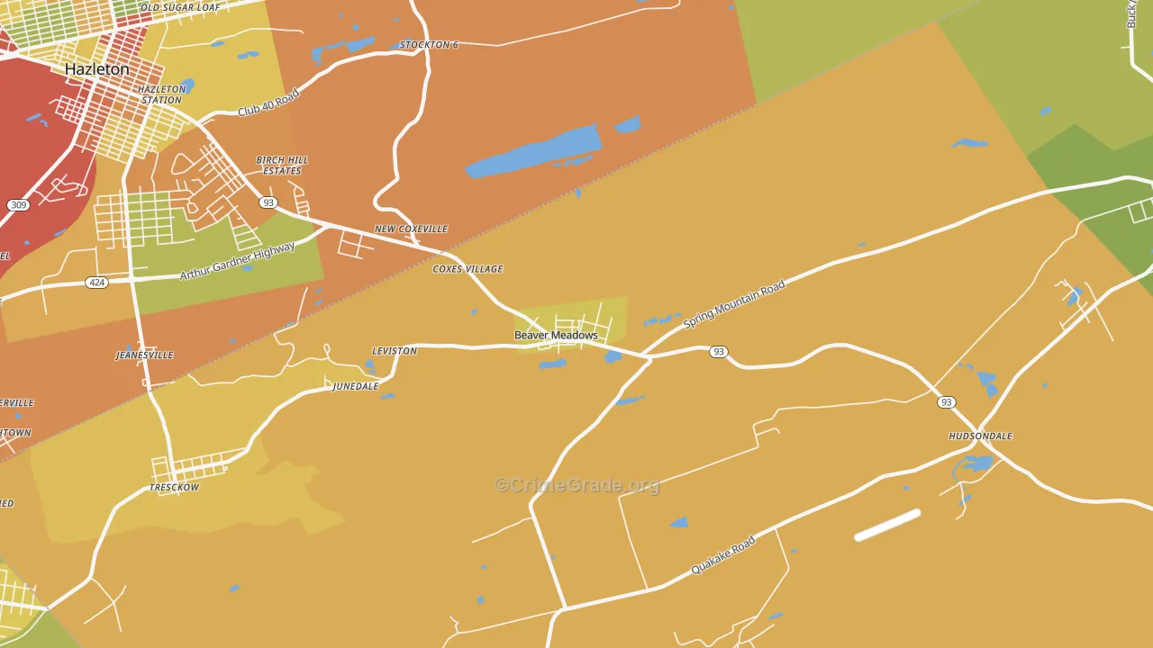 Beaver Meadows, PA Map of Theft Rates