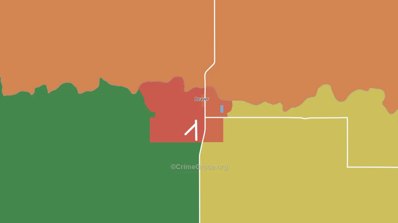 Beaver, OK Map of Theft Rates