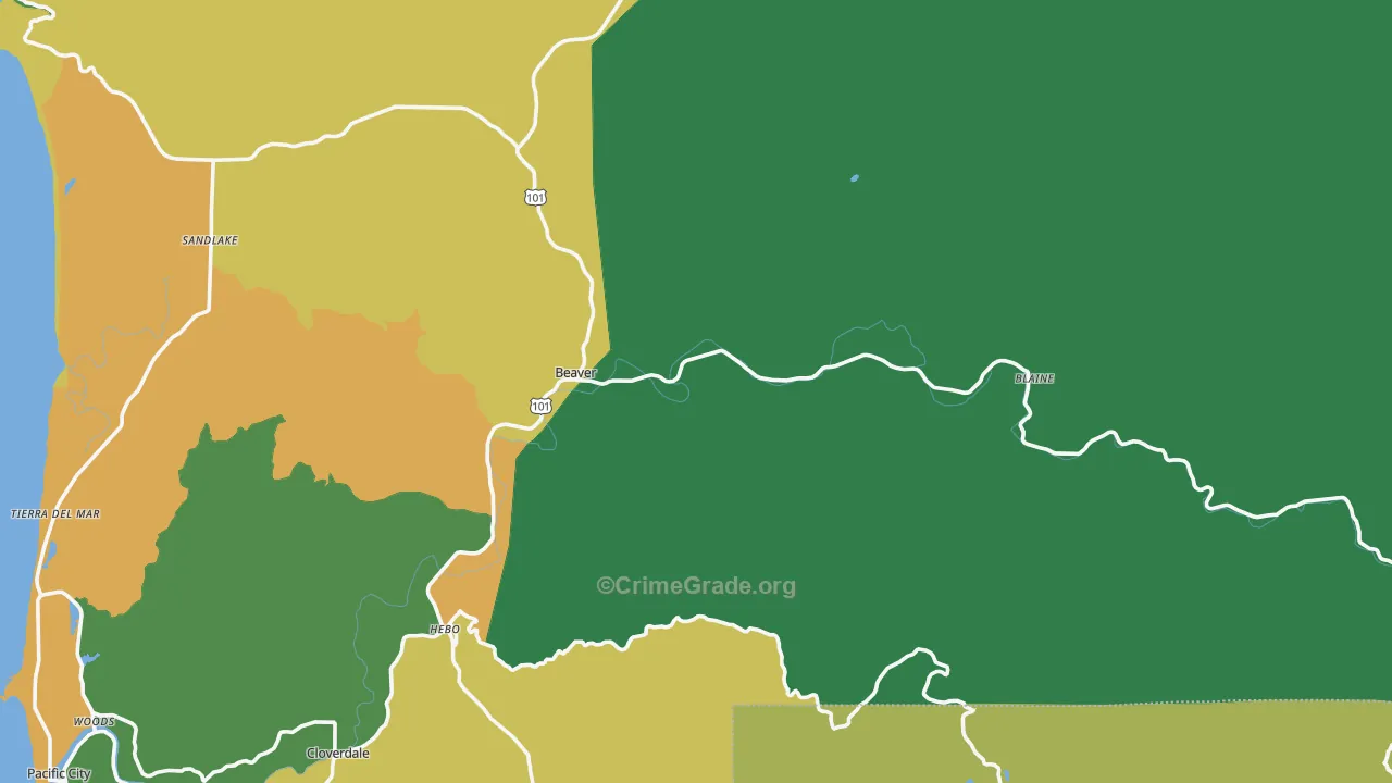 Beaver, OR Map of Theft Rates