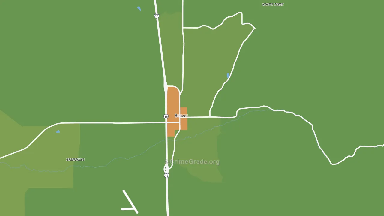 Beaver, UT Map of Theft Rates