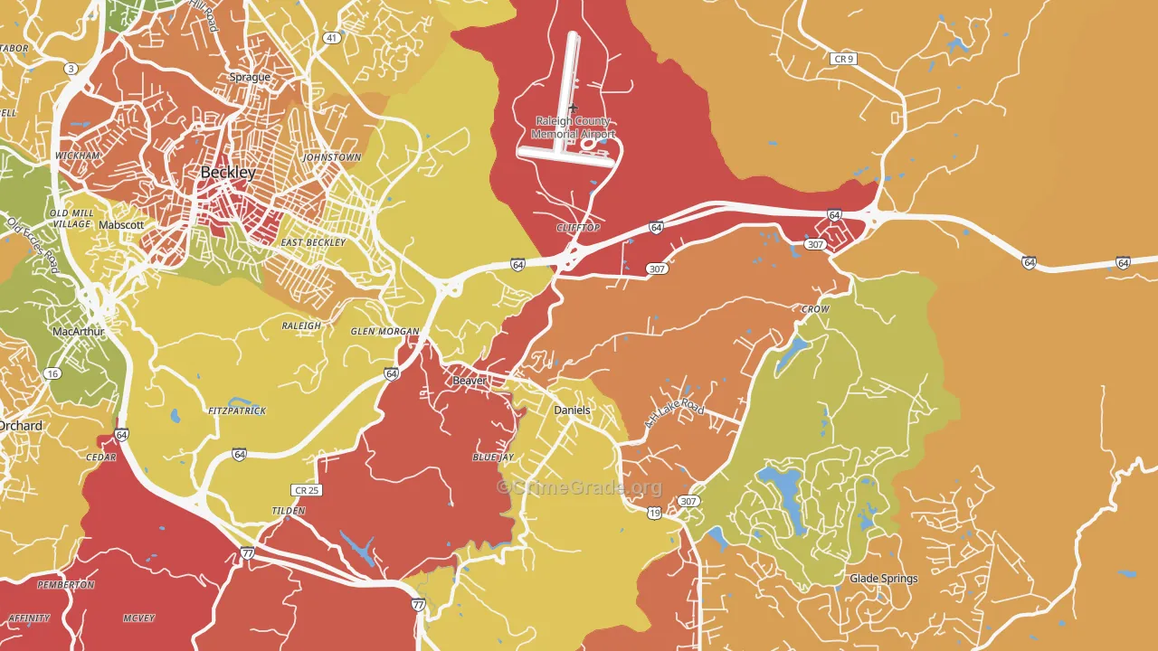 Beaver, WV Map of Theft Rates