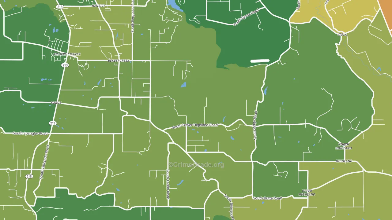 Beavercreek, OR Map of Theft Rates