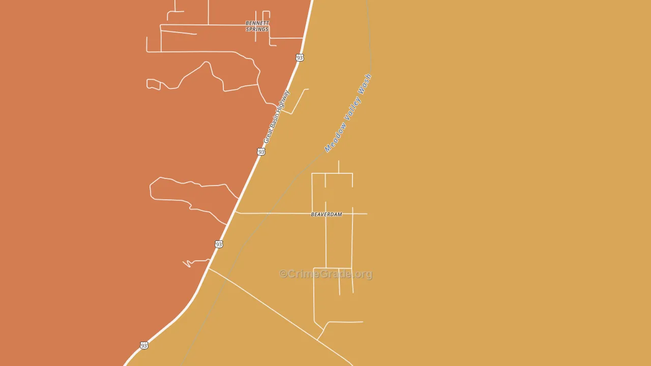 Beaverdam, NV Map of Theft Rates