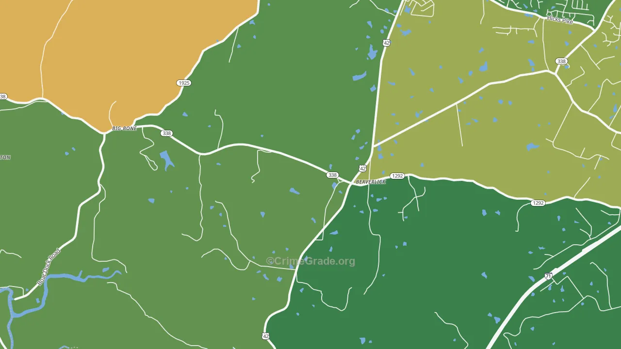 Beaverlick, KY Map of Theft Rates