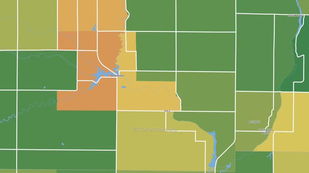 Beaverton, MI Map of Theft Rates