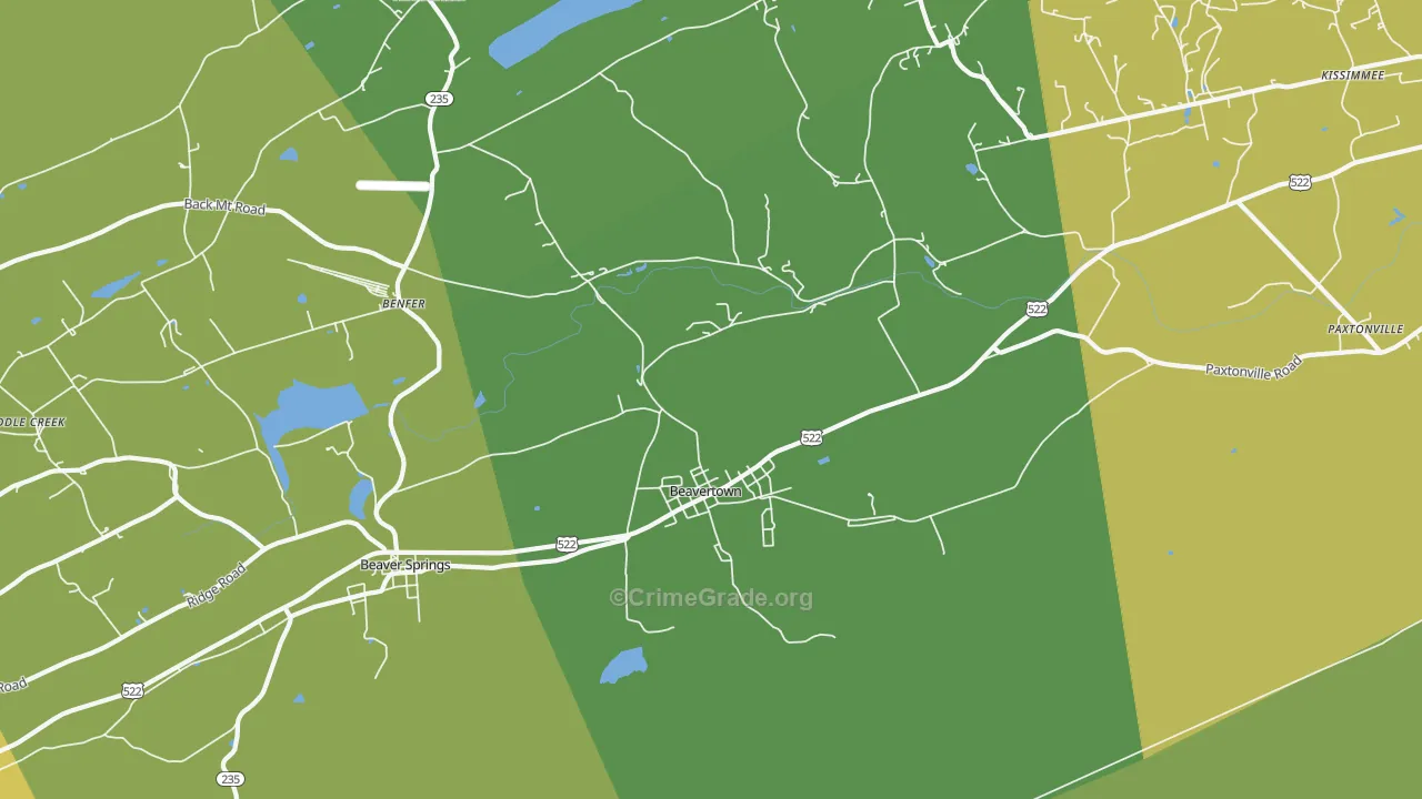 Beavertown, PA Map of Theft Rates