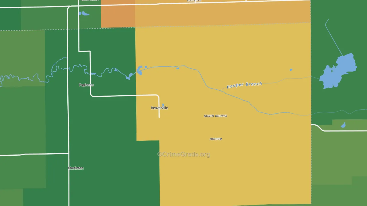Beaverville, IL Map of Theft Rates