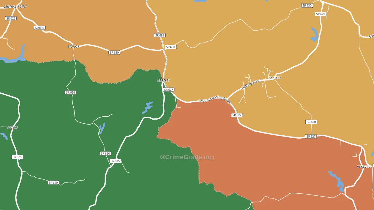 Beazley, VA Map of Theft Rates