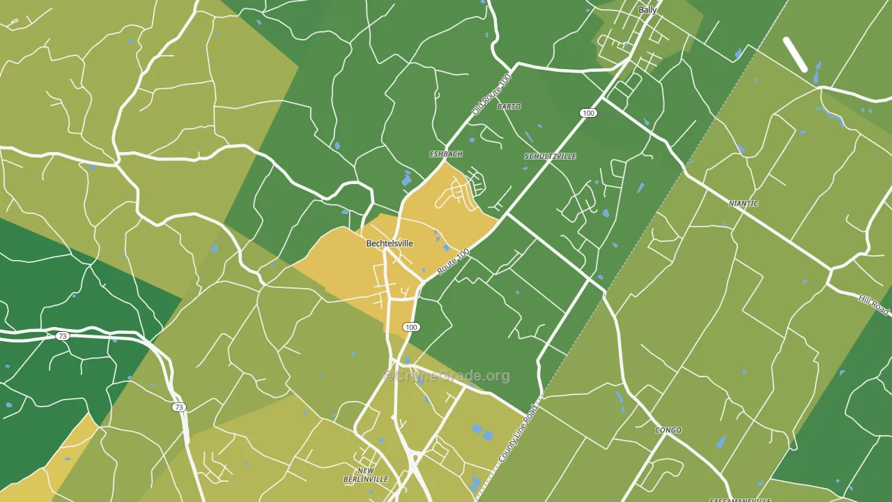 Bechtelsville, PA Map of Theft Rates