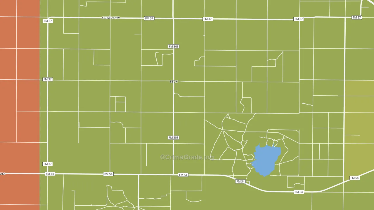 Beck, TX Map of Theft Rates