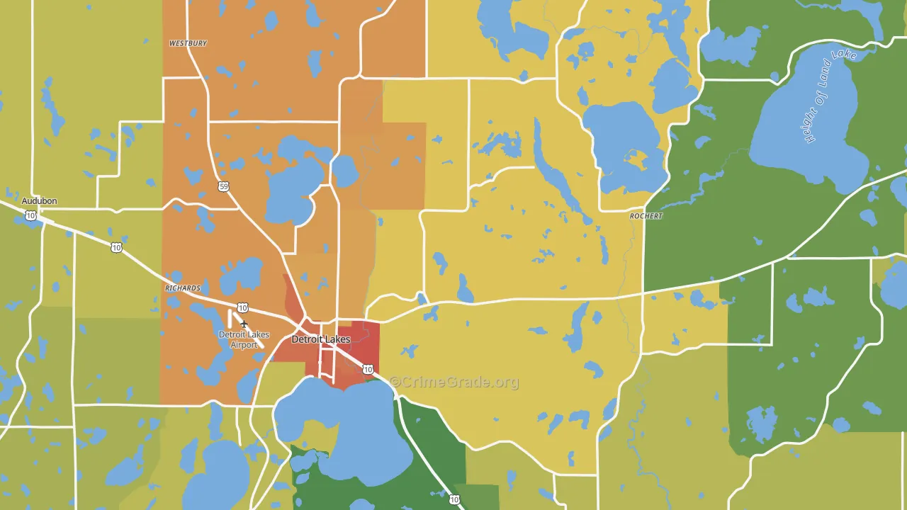 Becker County, MN Map of Theft Rates