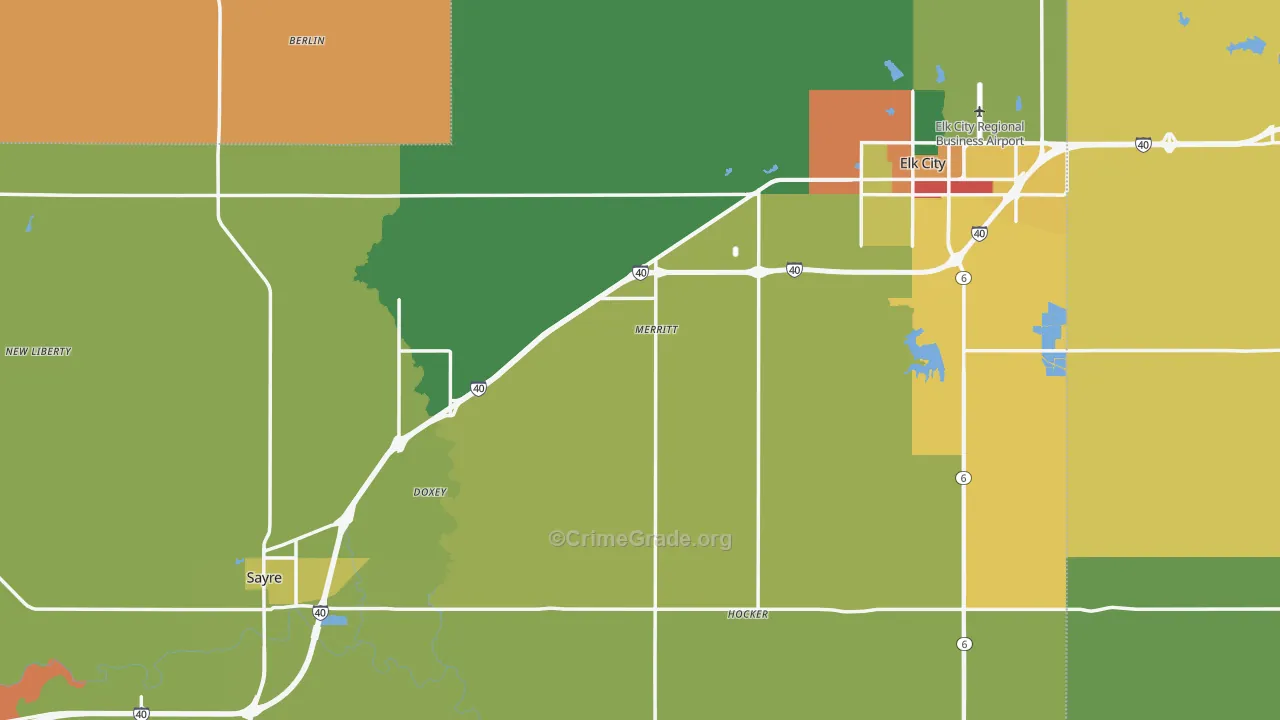 Beckham County, OK Map of Theft Rates