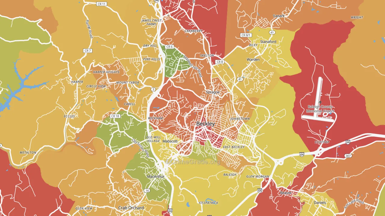 Beckley, WV Map of Theft Rates