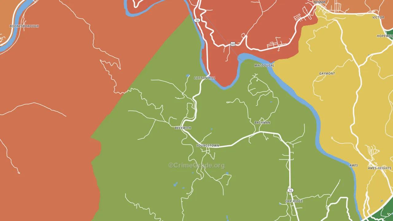 Beckwith, WV Map of Theft Rates