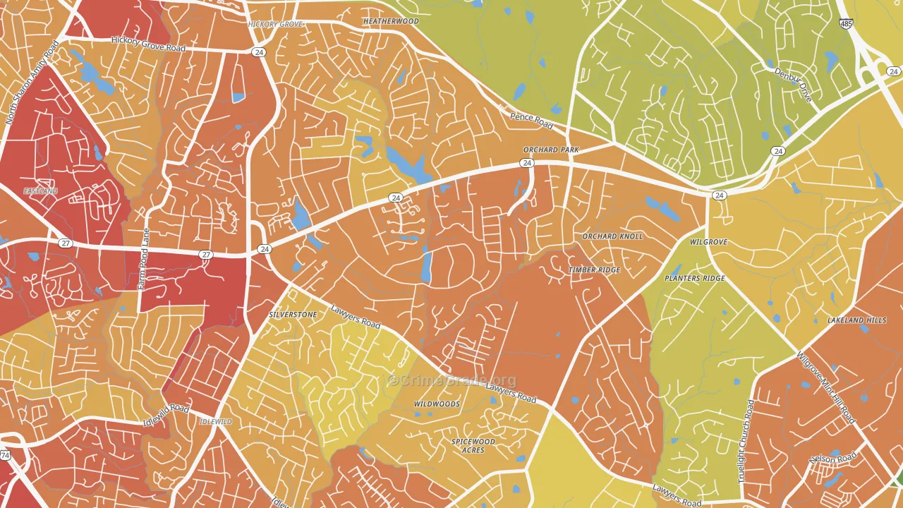 Becton Park, Charlotte, NC Map of Theft Rates