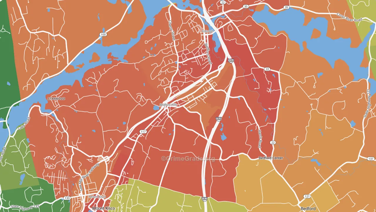 Bedford Hills, NY Map of Theft Rates