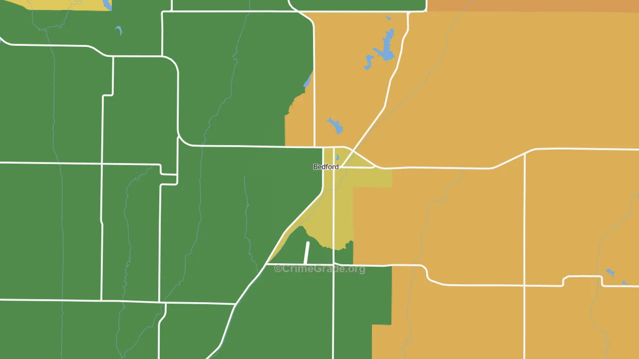 Bedford, IA Map of Theft Rates