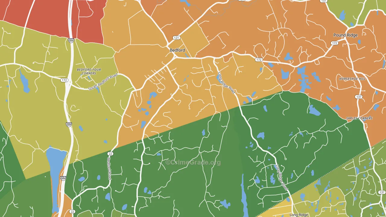 Bedford, NY Map of Theft Rates