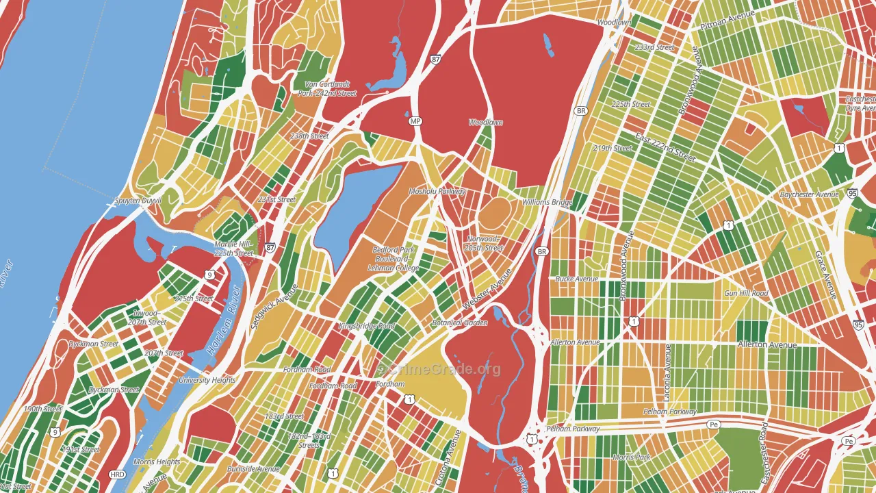 Bedford Park, Bronx, NY Map of Theft Rates